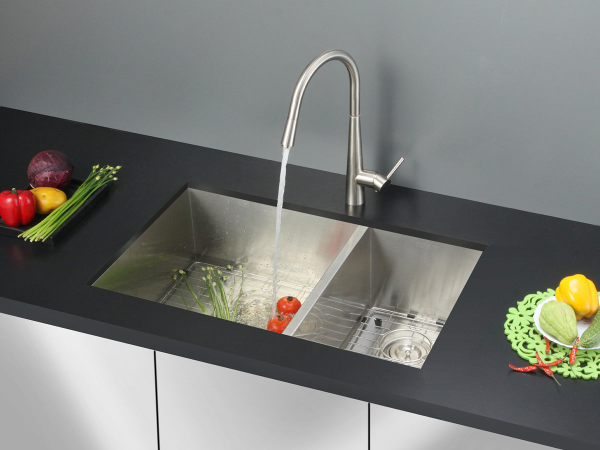 Alternative View of Ruvati Nesta 29" Undermount Stainless Steel Kitchen Sink, 60/40 Double Bowl, 16 Gauge, Zero Radius, RVH7200