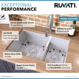 Alternative View of Ruvati Urbana 28" Undermount Stainless Steel Kitchen Sink, 60/40 Low Divide Double Bowl, 16 Gauge, Rounded Corners, RVH7255