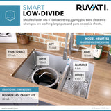Alternative View of Ruvati Urbana 28" Undermount Stainless Steel Kitchen Sink, 60/40 Low Divide Double Bowl, 16 Gauge, Rounded Corners, RVH7255