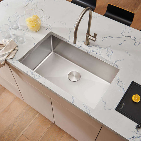 Main Image of Ruvati Gravena 30" Undermount Stainless Steel Kitchen Sink, 16 Gauge, Rounded Corners, RVH7300