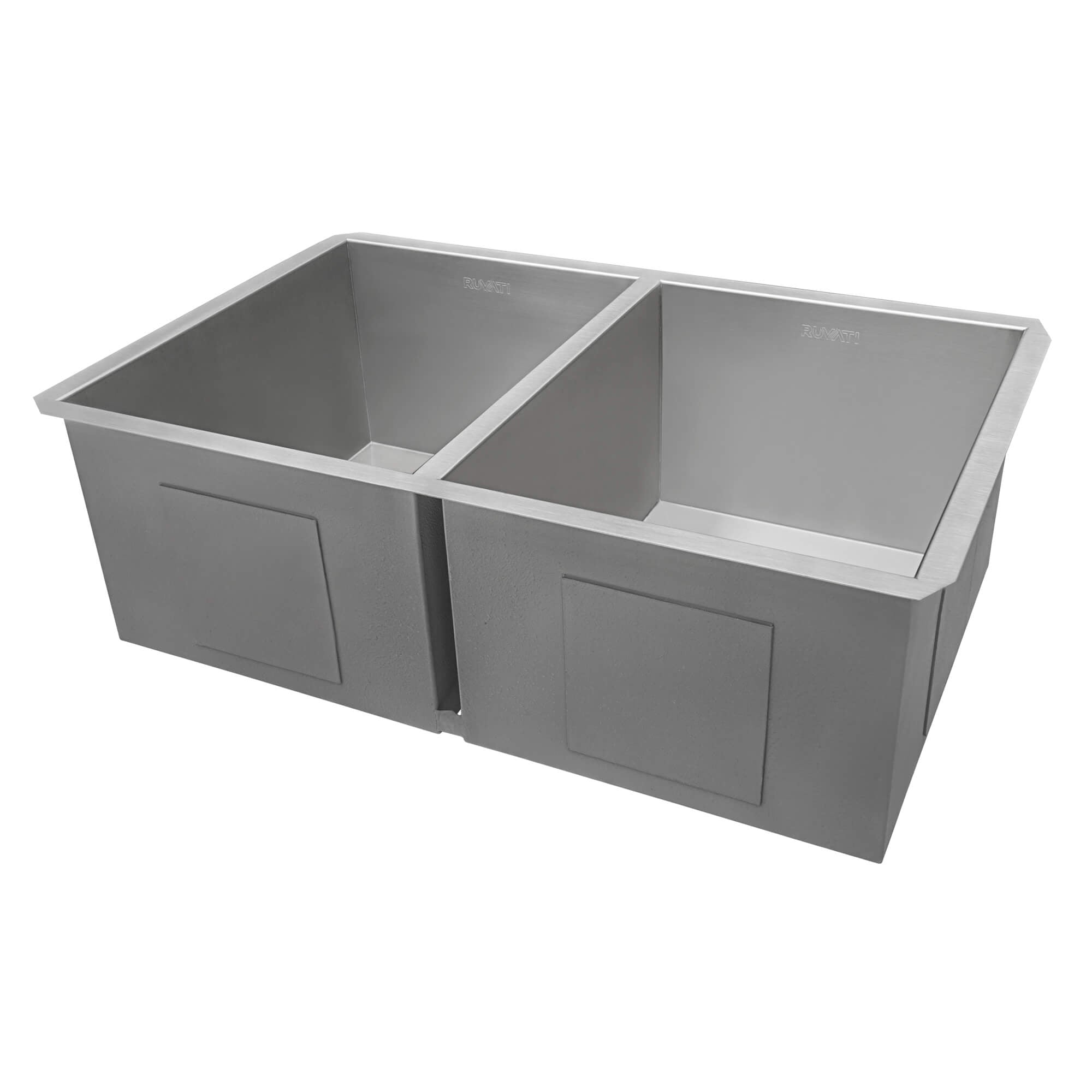 Alternative View of Ruvati Nesta 30" Undermount Stainless Steel Kitchen Sink, 50/50 Double Bowl, 16 Gauge, Zero Radius, RVH7350