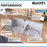 Alternative View of Ruvati Urbana 30" Undermount Stainless Steel Kitchen Sink, 50/50 Low Divide Double Bowl, 16 Gauge, Rounded Corners, RVH7355