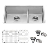 Alternative View of Ruvati Urbana 30" Undermount Stainless Steel Kitchen Sink, 60/40 Low Divide Double Bowl, 16 Gauge, Rounded Corners, RVH7357