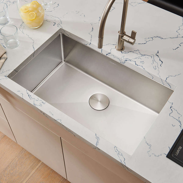 Main Image of Ruvati Gravena 32" Undermount Stainless Steel Kitchen Sink, 16 Gauge, Rounded Corners, RVH7400