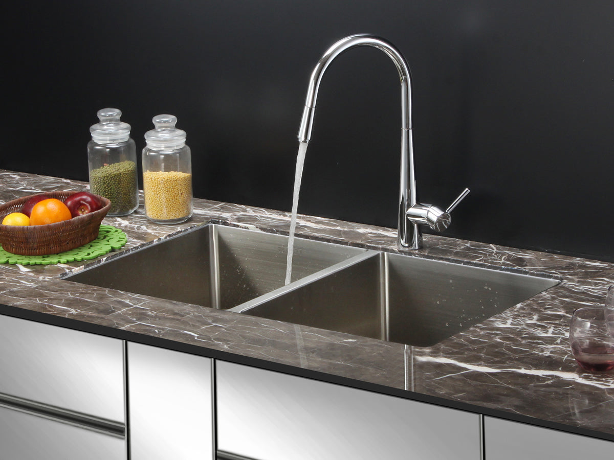 Alternative View of Ruvati Gravena 32" Undermount Stainless Steel Kitchen Sink, 50/50 Double Bowl, 16 Gauge, Rounded Corners, RVH7401