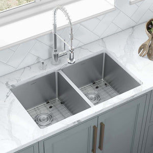 Alternate Image for Ruvati Gravena 32" Undermount Stainless Steel Kitchen Sink, 50/50 Double Bowl, 16 Gauge, Rounded Corners, RVH7401