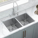 Main Image of Ruvati Gravena 32" Undermount Stainless Steel Kitchen Sink, 50/50 Double Bowl, 16 Gauge, Rounded Corners, RVH7401