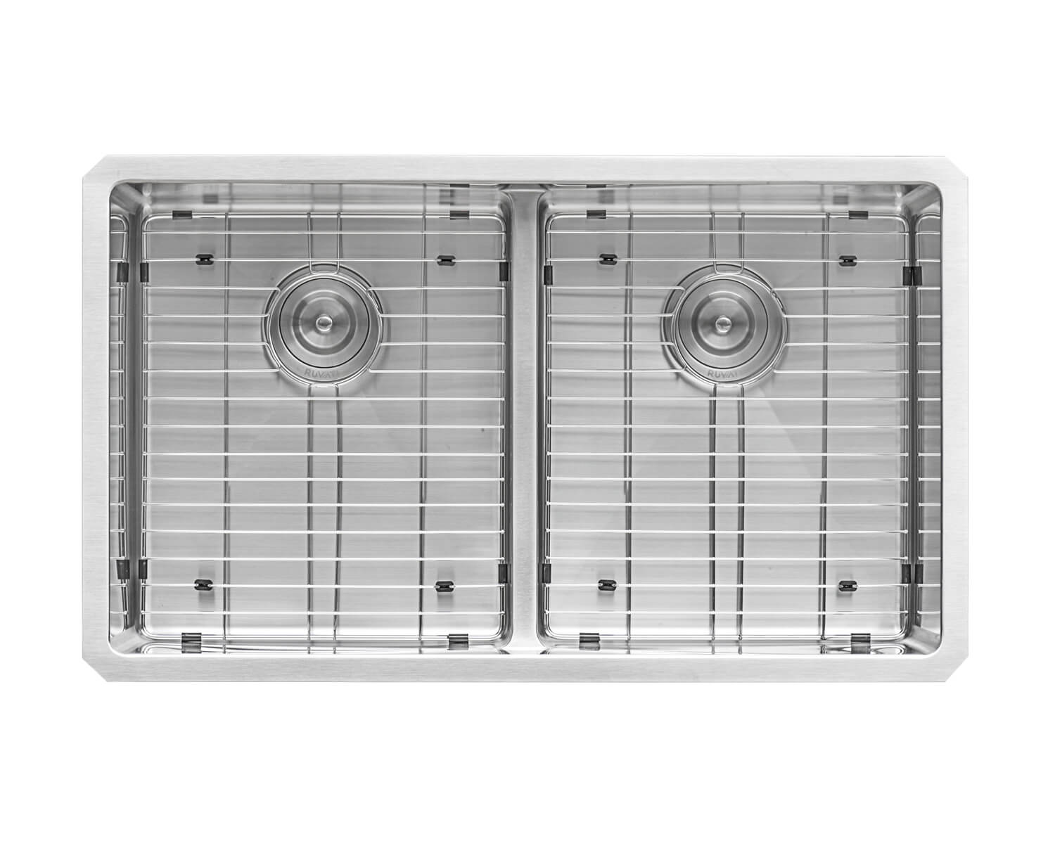 Alternative View of Ruvati Urbana 32" Undermount Stainless Steel Kitchen Sink, 50/50 Low Divide Double Bowl, 16 Gauge, Rounded Corners, RVH7411