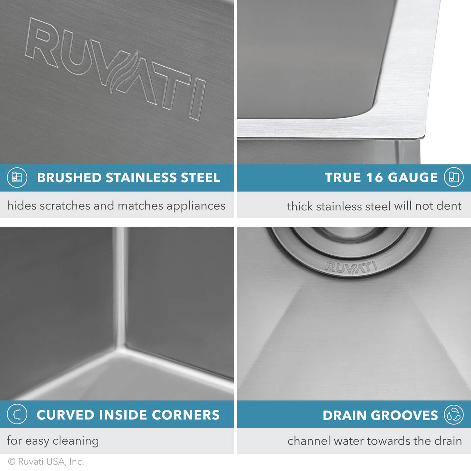 Alternative View of Ruvati Urbana 36" Undermount Stainless Steel Kitchen Sink, 60/40 Low Divide Double Bowl, 16 Gauge, RVH7417