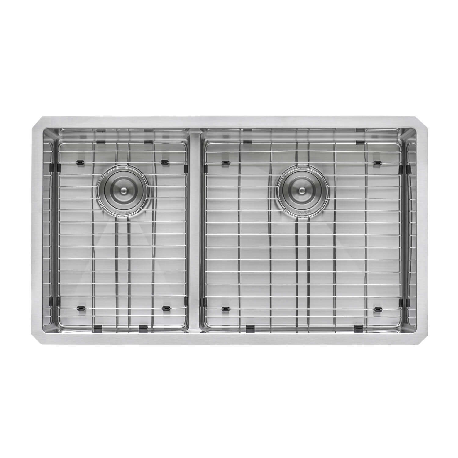 Alternative View of Ruvati Urbana 33" Undermount Stainless Steel Kitchen Sink, 40/60 Low Divide Double Bowl, 16 Gauge, Rounded Corners, RVH7418