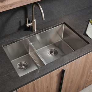 Alternate Image for Ruvati Urbana 33" Undermount Stainless Steel Kitchen Sink, 40/60 Low Divide Double Bowl, 16 Gauge, Rounded Corners, RVH7418