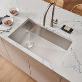 Main Image of Ruvati Tribeca 27" Slope Bottom Offset Drain Undermount Stainless Steel Kitchen Sink, 16 Gauge, RVH7470