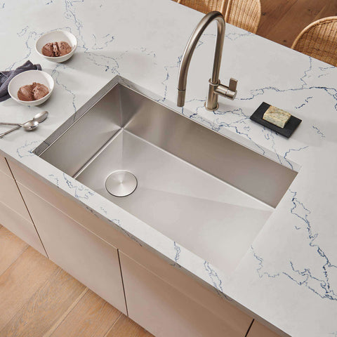 Main Image of Ruvati Tribeca 27" Slope Bottom Offset Drain Undermount Stainless Steel Kitchen Sink, 16 Gauge, RVH7470