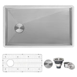 Alternative View of Ruvati Tribeca 30" Slope Bottom Offset Drain Undermount Stainless Steel Kitchen Sink, 16 Gauge, RVH7480