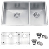 Alternative View of Ruvati Nesta 32" Undermount Stainless Steel Kitchen Sink, 60/40 Double Bowl, 16 Gauge, Zero Radius, RVH7515