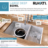 Alternative View of Ruvati Nesta 32" Undermount Stainless Steel Kitchen Sink, 60/40 Double Bowl, 16 Gauge, Zero Radius, RVH7515