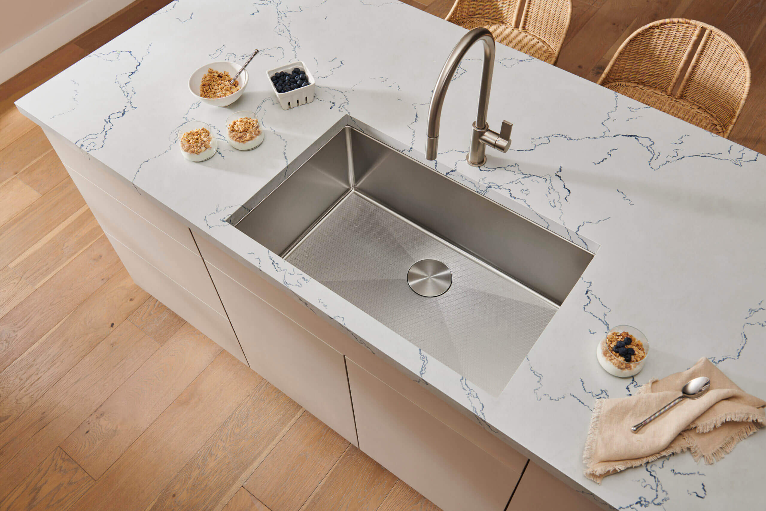 Alternative View of Ruvati Gravena Hex Hex Bottom 30-inch Scratch Resistant Embossed Texture Kitchen Sink Stainless Steel, 16, RVH7630