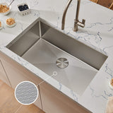 Ruvati Gravena Hex Hex Bottom 30-inch Scratch Resistant Embossed Texture Kitchen Sink Stainless Steel, 16, RVH7630