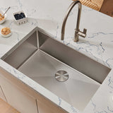 Main Image of Ruvati Gravena Hex Hex Bottom 30-inch Scratch Resistant Embossed Texture Kitchen Sink Stainless Steel, 16, RVH7630