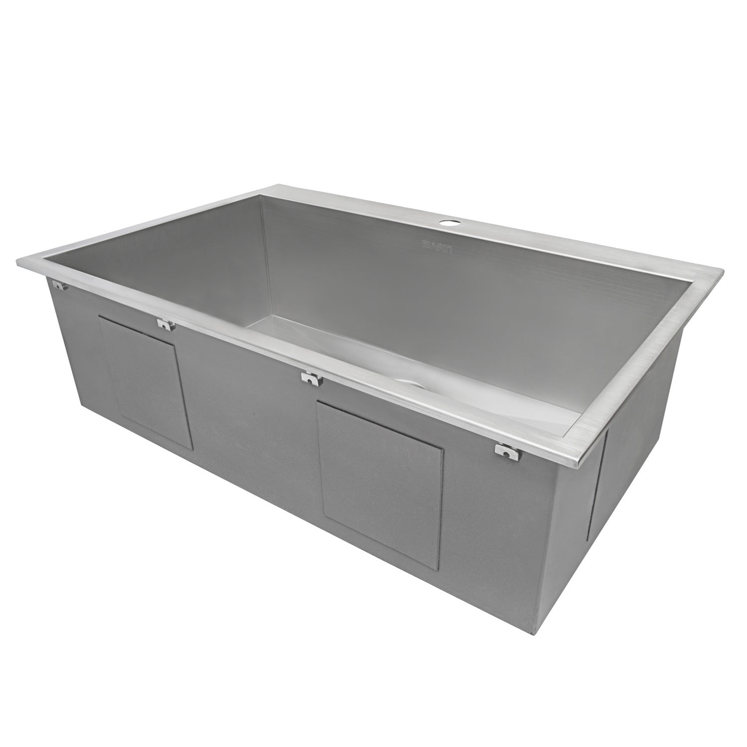 Alternative View of Ruvati Tirana 33" Drop-in Topmount Stainless Steel Kitchen Sink, 16 Gauge, Zero Radius, RVH8000