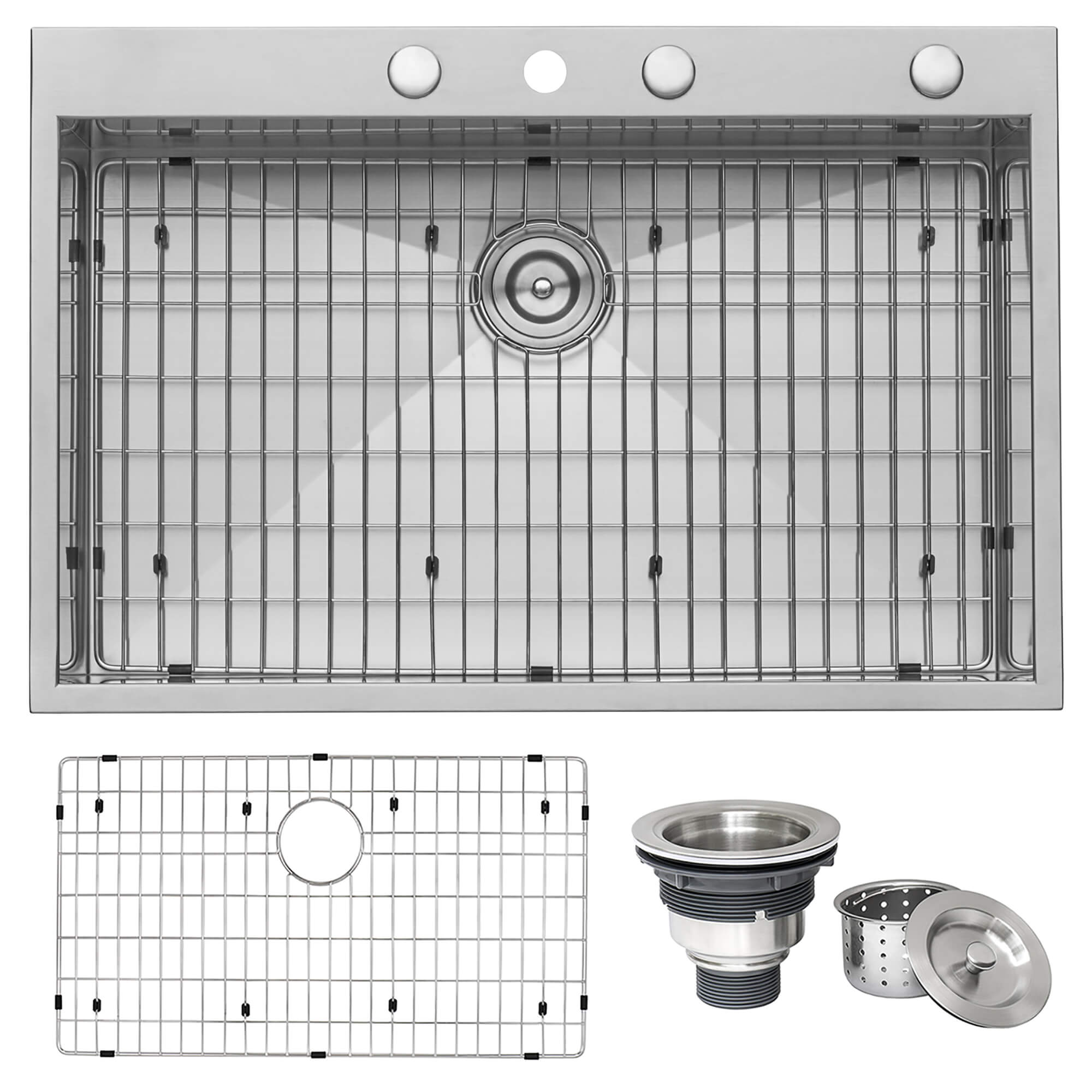 Alternative View of Ruvati Tirana 33" Drop-in Topmount Stainless Steel Kitchen Sink, 16 Gauge, Zero Radius, RVH8001