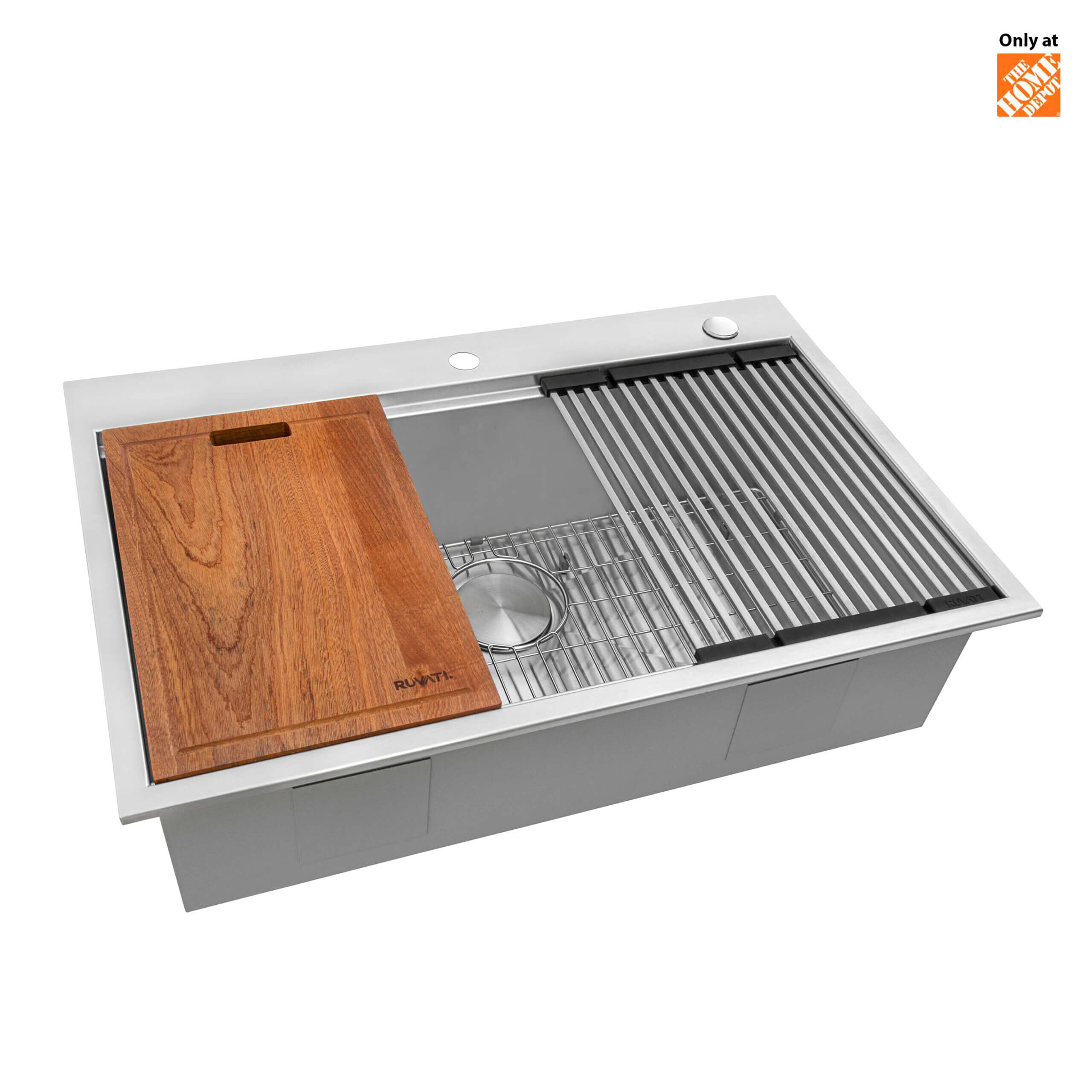 Alternative View of Ruvati Siena 33" Drop In Stainless Steel Workstation Kitchen Sink, 16 Gauge, RVH8002