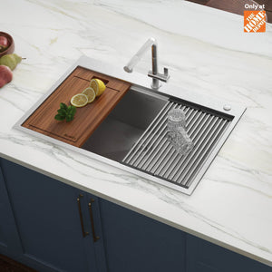 Alternate Image for Ruvati Siena 33" Drop In Stainless Steel Workstation Kitchen Sink, 16 Gauge, RVH8002