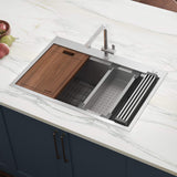 Alternative View of Ruvati Siena 33" Stainless Steel Workstation Kitchen Sink, 16 Gauge, Rounded Corners, RVH8003