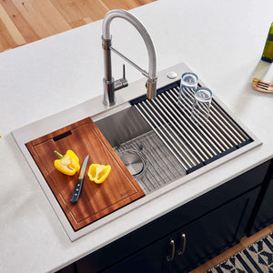 Alternate Image for Ruvati Siena 33" Stainless Steel Workstation Kitchen Sink, 16 Gauge, Rounded Corners, RVH8003
