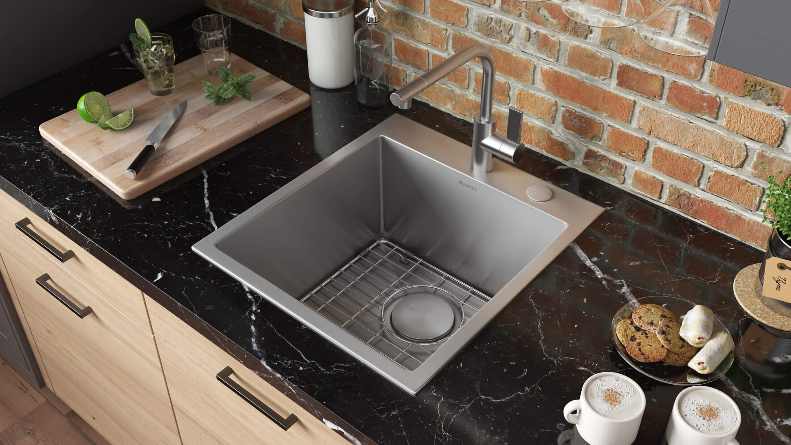 Alternative View of Ruvati Tirana Pro 18" Drop-in Topmount Stainless Steel Bar/Prep Sink, 16 Gauge, RVH8006