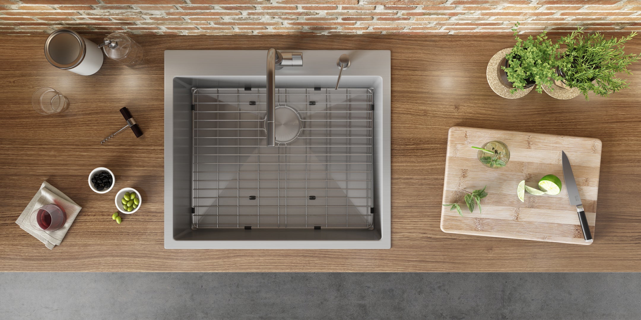 Alternative View of Ruvati Tirana Pro 25" Stainless Steel Kitchen Sink, 16 Gauge, Rounded Corners, RVH8007