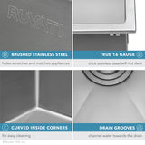 Alternative View of Ruvati Tirana Pro 28" Stainless Steel Kitchen Sink, 16 Gauge, Rounded Corners, RVH8008