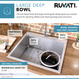 Alternative View of Ruvati Tirana 25" Drop-in Topmount Stainless Steel Kitchen Sink, 16 Gauge, RVH8010