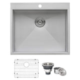 Alternative View of Ruvati Tirana 25" Drop-in Topmount Stainless Steel Kitchen Sink, 16 Gauge, RVH8010