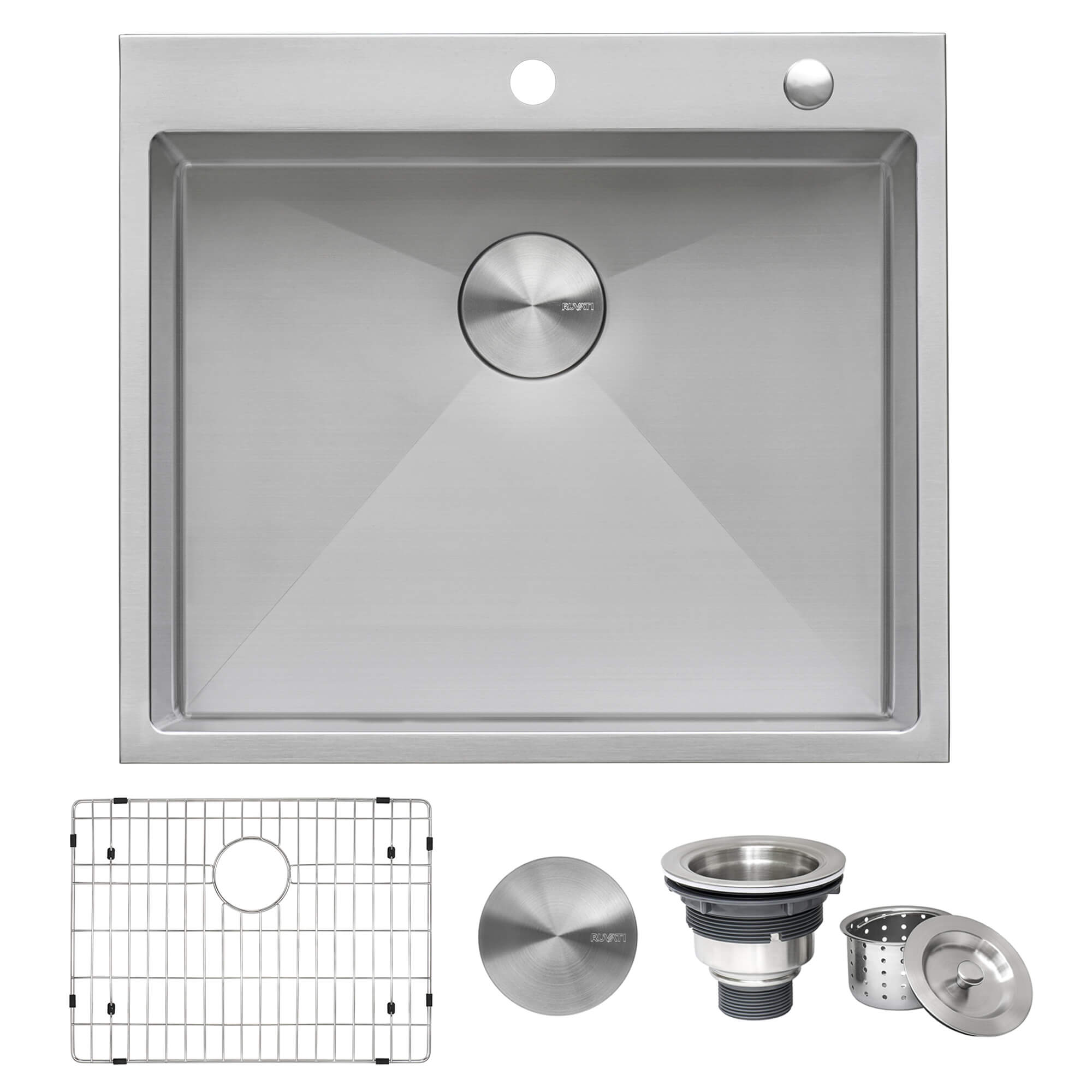 Alternative View of Ruvati Tirana Pro 24 x 20 inch Drop-in 16 Gauge Stainless Steel Rounded Corners Topmount Kitchen Sink Single Bowl, 16, RVH8014