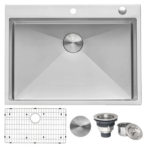 Alternate Image for Ruvati Tirana Pro 27 x 20 inch Drop-in 16 Gauge Stainless Steel Rounded Corners Topmount Kitchen Sink Single Bowl, 16, RVH8017