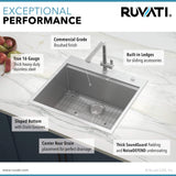 Alternative View of Ruvati Siena 25" Stainless Steel Workstation Kitchen Sink, 16 Gauge, Rounded Corners, RVH8023