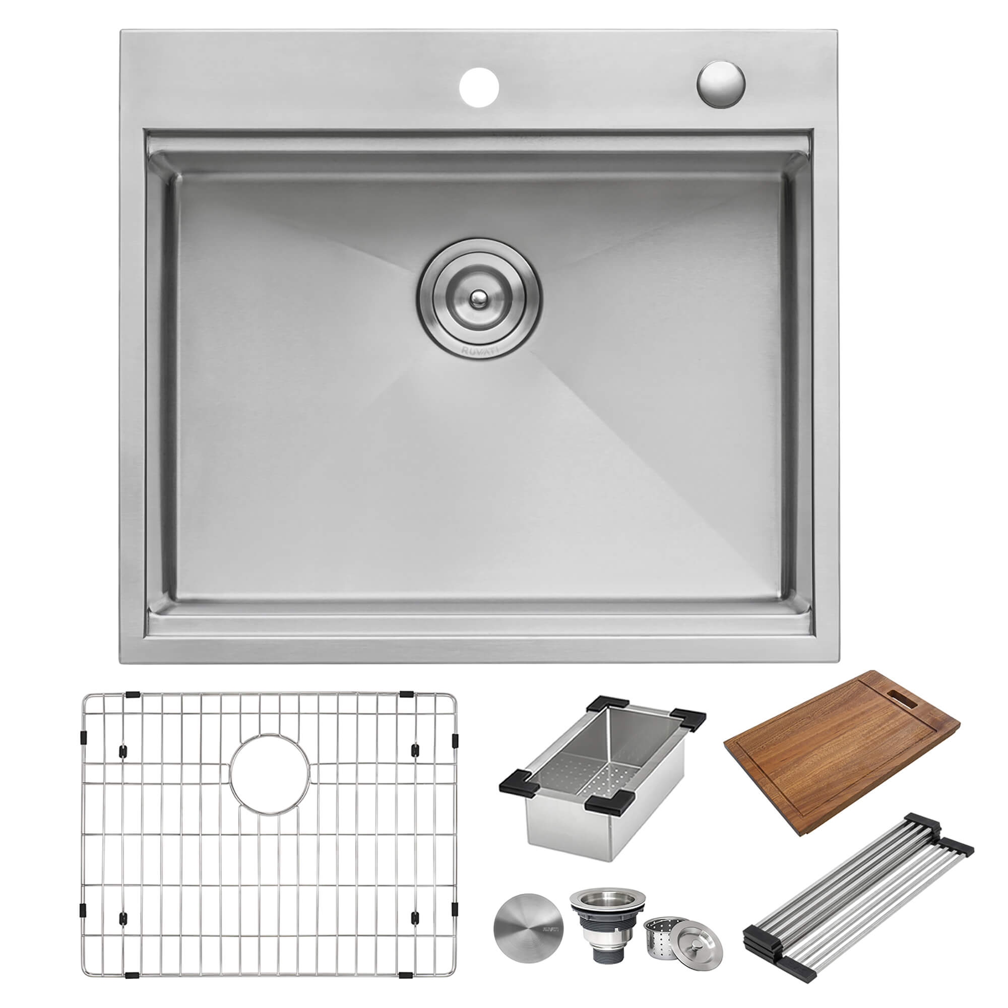 Alternative View of Ruvati Siena 25" Stainless Steel Workstation Kitchen Sink, 16 Gauge, Rounded Corners, RVH8023