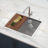 Main Image of Ruvati Siena 25" Stainless Steel Workstation Kitchen Sink, 16 Gauge, Rounded Corners, RVH8023