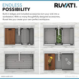 Alternative View of Ruvati Siena 30" Stainless Steel Workstation Kitchen Sink, 16 Gauge, Rounded Corners, RVH8030