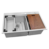 Alternative View of Ruvati Siena 33" Stainless Steel Workstation Kitchen Sink, 60/40 Double Bowl, 16 Gauge, Rounded Corners, RVH8035