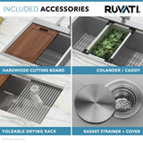 Alternative View of Ruvati Siena 33" Stainless Steel Workstation Kitchen Sink, 60/40 Double Bowl, 16 Gauge, Rounded Corners, RVH8035