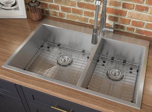 Alternate Image for Ruvati Tirana 33" Drop In Stainless Steel Kitchen Sink, 60/40 Double Bowl, 16 Gauge, Zero Radius, RVH8050