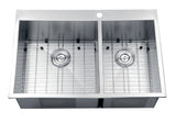 Alternative View of Ruvati Tirana 33" Drop In Stainless Steel Kitchen Sink, 60/40 Double Bowl, 16 Gauge, Zero Radius, RVH8050