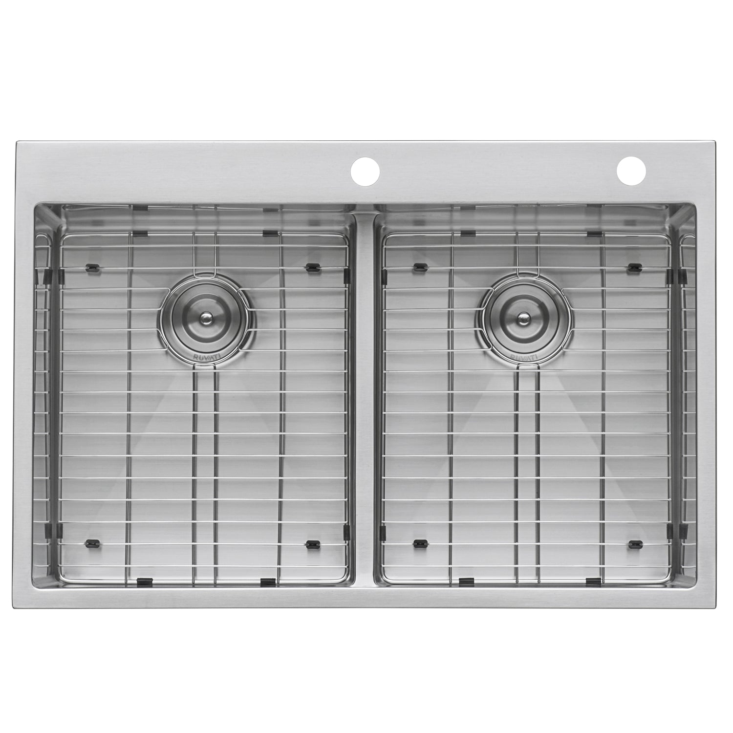 Alternative View of Ruvati Tirana Pro 33" Stainless Steel Kitchen Sink, 50/50 Double Bowl, 16 Gauge, Rounded Corners, RVH8051