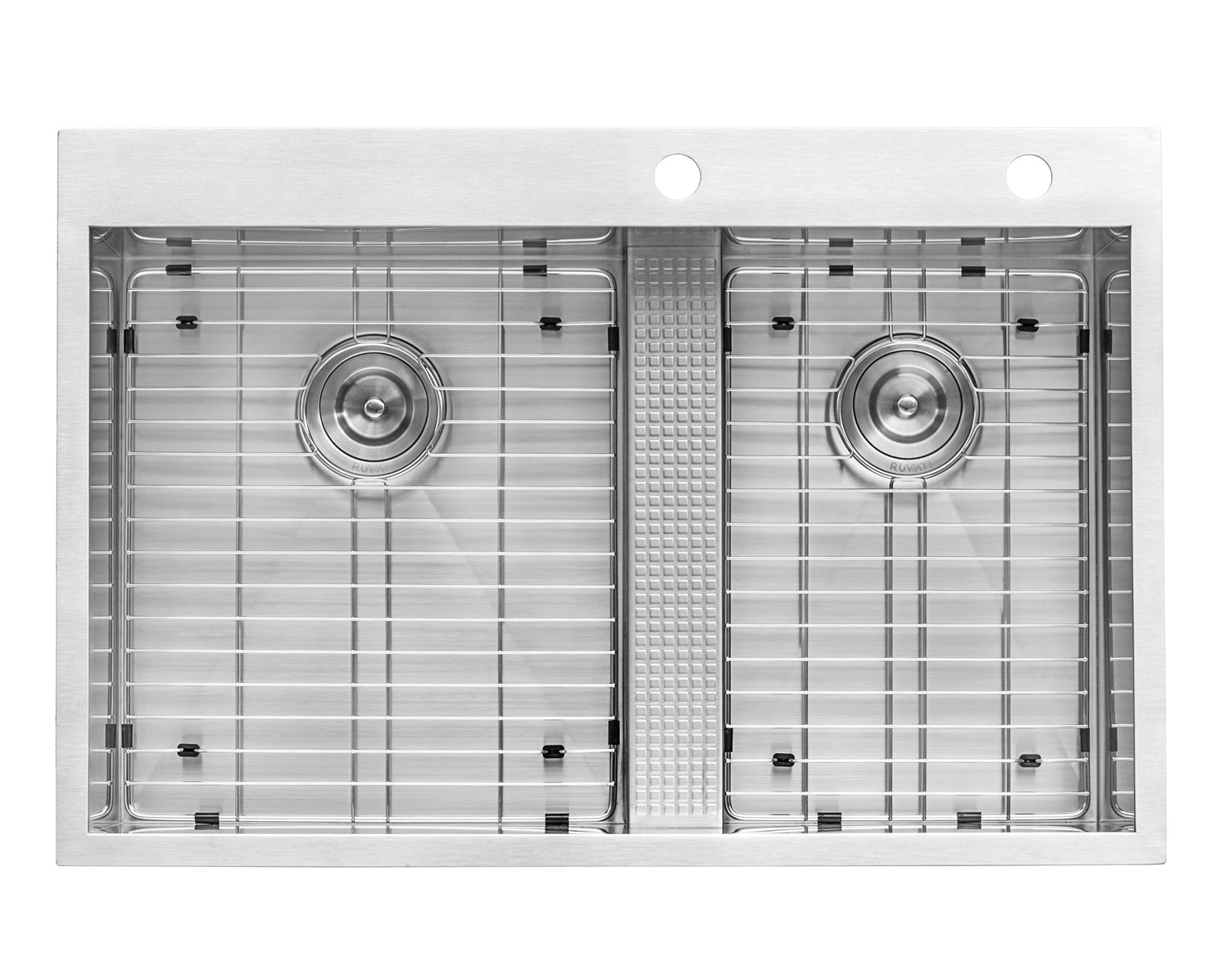 Alternative View of Ruvati Tirana 33" Drop In Stainless Steel Kitchen Sink, 60/40 Double Bowl, 16 Gauge, Zero Radius, RVH8059