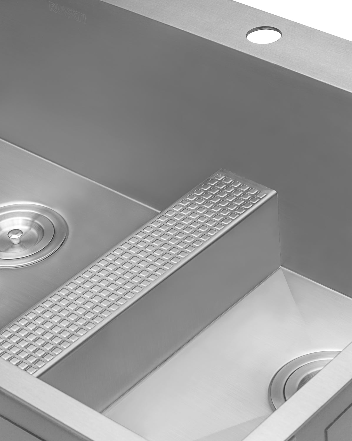 Alternative View of Ruvati Tirana 33" Drop In Stainless Steel Kitchen Sink, 60/40 Double Bowl, 16 Gauge, Zero Radius, RVH8059