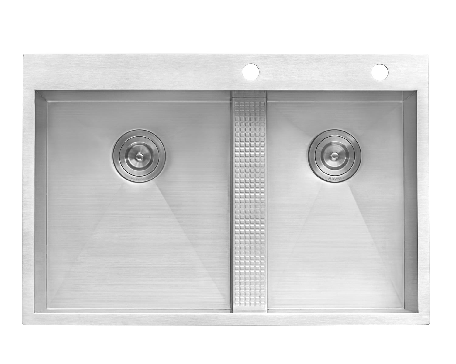 Alternative View of Ruvati Tirana 33" Drop In Stainless Steel Kitchen Sink, 60/40 Double Bowl, 16 Gauge, Zero Radius, RVH8059