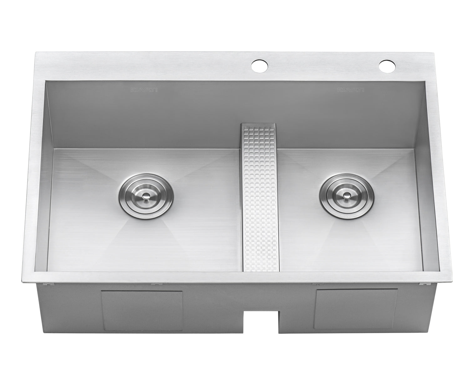 Alternative View of Ruvati Tirana 33" Drop In Stainless Steel Kitchen Sink, 60/40 Double Bowl, 16 Gauge, Zero Radius, RVH8059