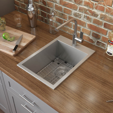 Main Image of Ruvati Tirana 15" Rectangle Stainless Steel Bar/Prep Sink, 16 Gauge, RVH8110